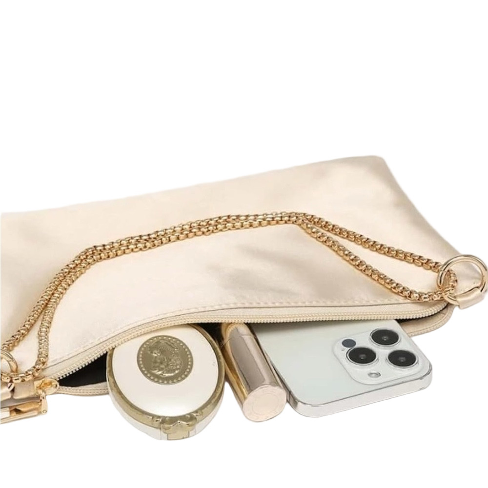 Gold Satin Shoulder Bag NWOT - Picture 6 of 10